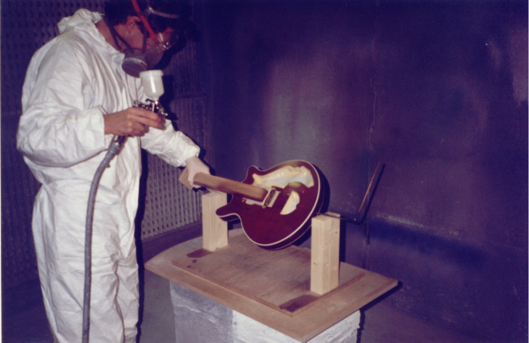 Spray painting old style Rustins Plastic Coating kindly suppiled to us by Martin James of Foxell and James London