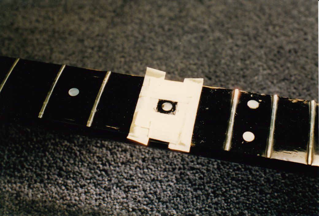 Red Special new 5th fret mother of pearl dot glued in