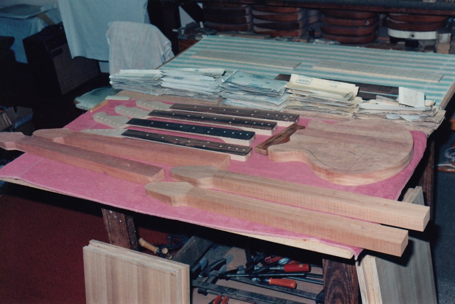 4 neck blanks prepared and George Burns' body